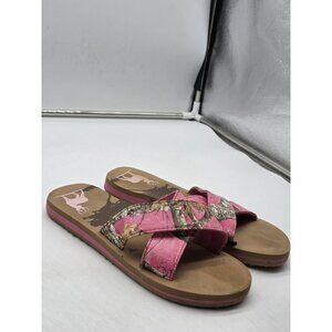 Realtree Edge Shoes Womens Size 7 8 Pink Camo Slide Sandals Deer Outdoor Camp